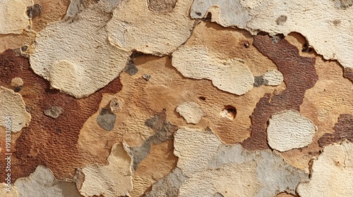 Close-Up of Unique Textured Surface with Peeling Paint and Natural Color Variation Suitable for Background or Artistic Projects