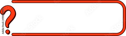 Red question mark symbol inside blank rectangular frame.