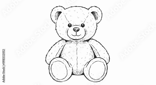 Teddy Bear Sitting Illustration Simple Design.