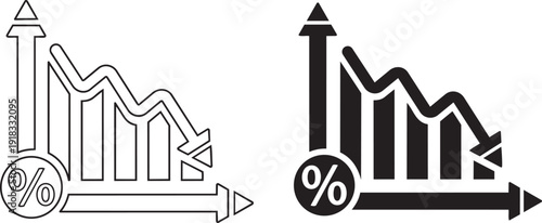 Financial Trends Visualization: Illustrating market dynamics with downward and upward trends, this graphic representation provides a clear visual of financial fluctuations.