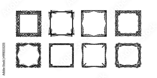 Intricate black and white ornamental frame collection for elegant design projects
