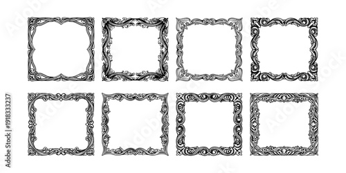 Elegant vintage decorative frames collection in black and white