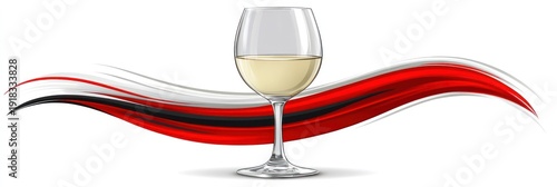 Elegant White Wine in Glass with Modern Abstract Background