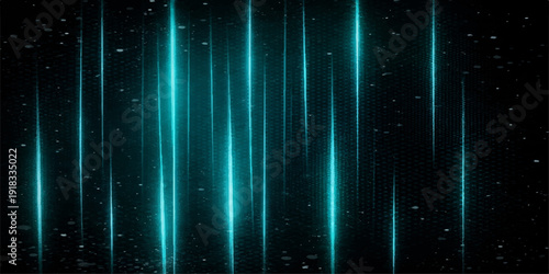 A glowing nebula of stardust and bright stars creates an abstract blue galaxy background where light dances across a dark cosmic universe