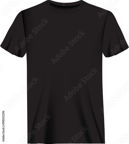 Classic black t-shirt design on white background.