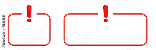 Red exclamation marks in outlined rectangles.