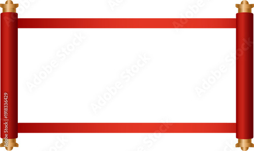 Traditional red scroll with gold rods.
