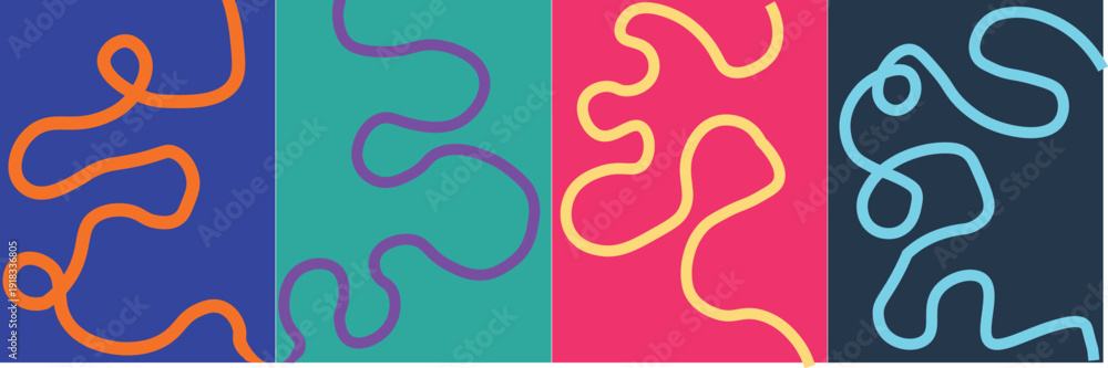 Fototapeta premium Vibrant Abstract Wavy Line Background with Colorful Fluid Shapes and Modern Minimal Design