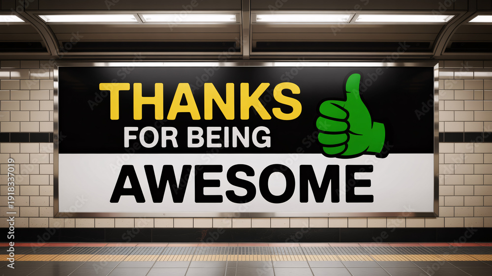 Fototapeta premium Wide horizontal subway station billboard with 