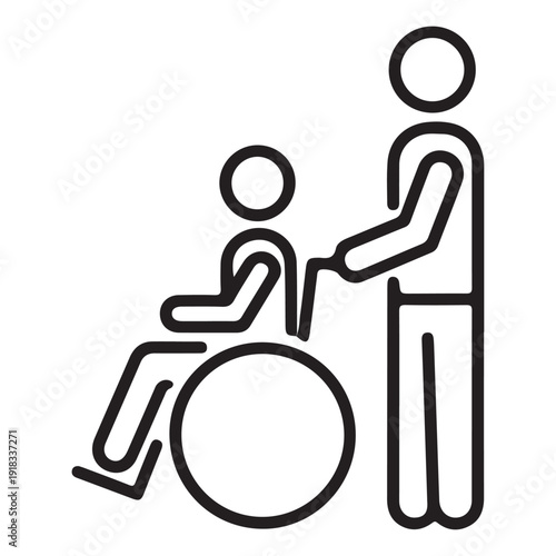 Wheelchair accessible ramp icon with door and handicap sign vector.