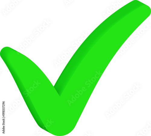 Bright green check mark icon - approval success symbol.