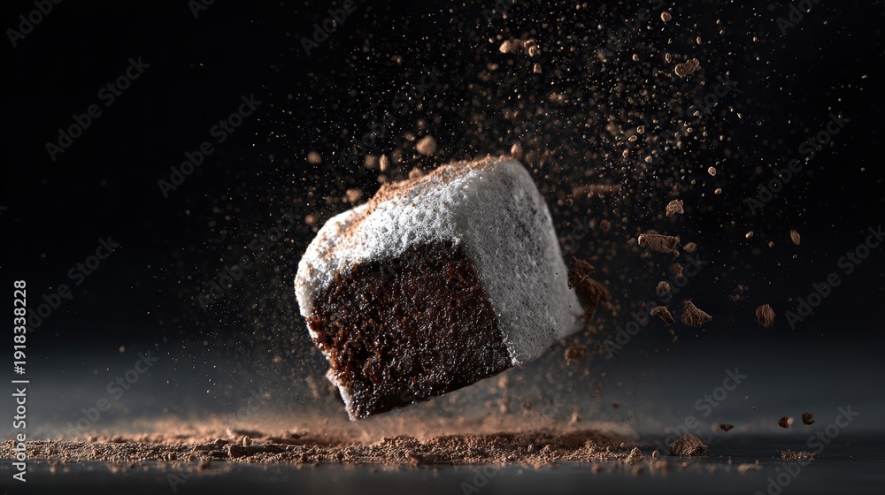 Obraz premium Bold macro dessert concept blending Japanese texture and rich chocolate center.