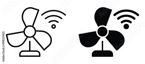 Modern Wireless Fan Icon in Black and White for Digital Design Projects