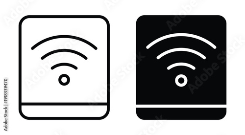 Black and White Wi-Fi Signal Icons for Digital Communication Concepts
