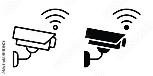 Wireless Security Camera Icons for Surveillance and Monitoring Systems