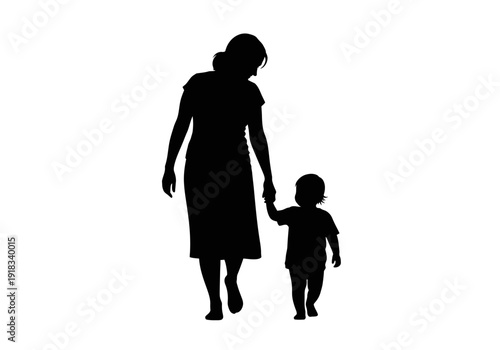 silhouette of mother and daughter