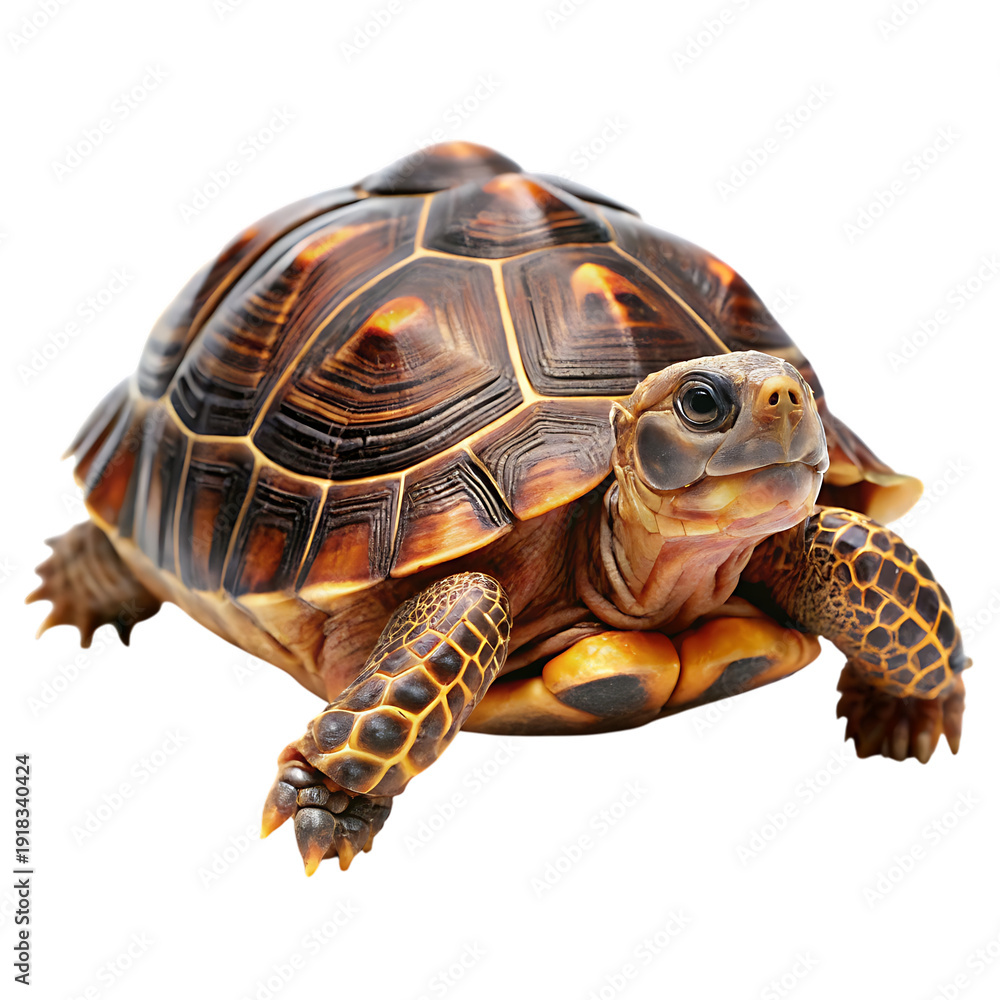 Obraz premium Detailed Close- Up of a Tortoise Shell with Intricate Patterns and Shell Placement isolated on a transparent background