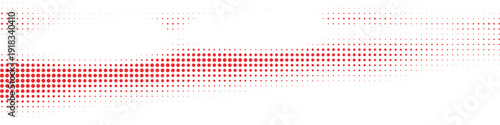 Abstract red halftone horizontal wave pattern background, dotted geometric flow fading on white backdrop, modern minimal energy and marketing concept design