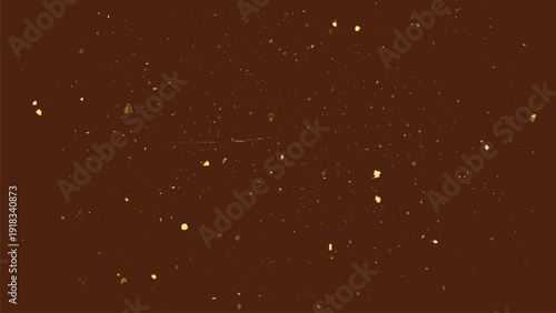 Golden particle background on dark brown, abstract random glowing dots texture, luxury digital confetti pattern, elegant festive sparkle backdrop