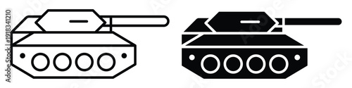 Iconic Tank Vector Design in Black and White for Military Themes