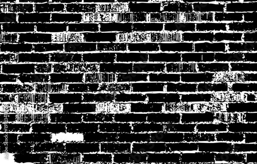 Gritty black and white brick wall texture, high contrast urban grunge background