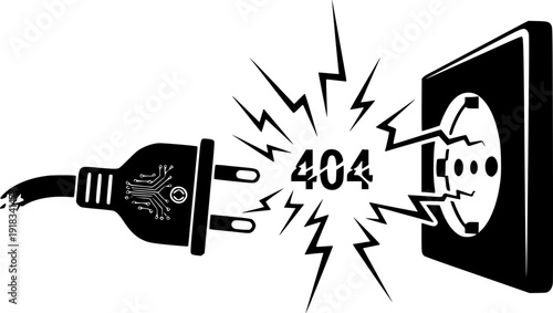 Electric plug icon symbol.Connection, socket with a plug, icons.Concept of 404 error connection.Electric plug icon on white background.Vector Illustration