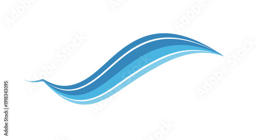 Dynamic Blue Abstract Wave Design on Isolated White Background