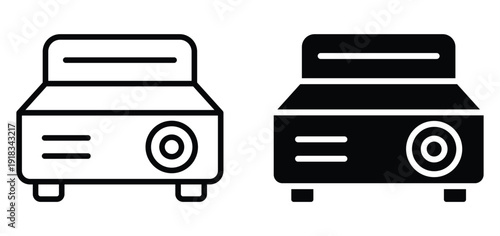 Black and White Projector Icons for Modern Graphic Design and Marketing