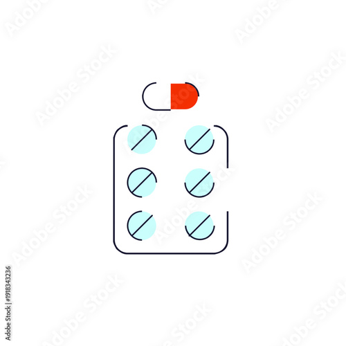 Pills icon for medication dosage, pharmaceutical product, and medical treatment.