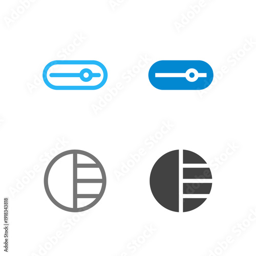 Flat Colored Brightness and Contrast Icon Set for Display Interface
