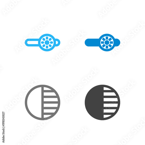 Flat Colored Brightness and Contrast Icon Set for Display Interface
