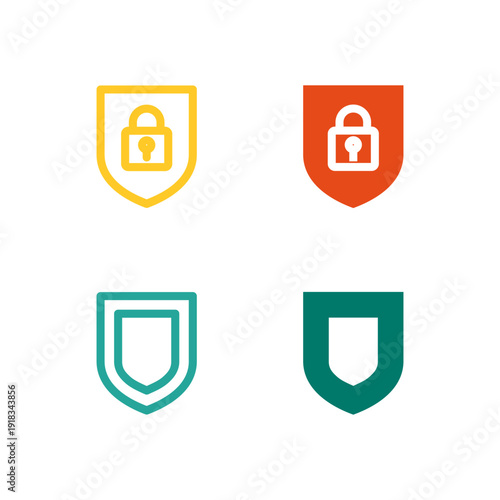 Flat Colored Security and Shield Icon Set for Protection Interface