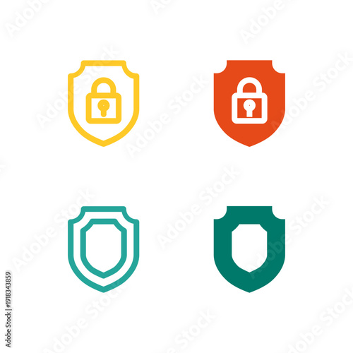 Flat Colored Security and Shield Icon Set for Protection Interface