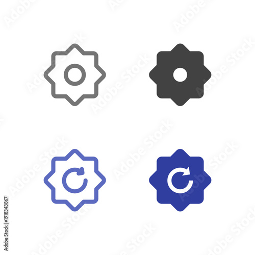 Flat Colored Settings and System Update Icon Set for System Interface