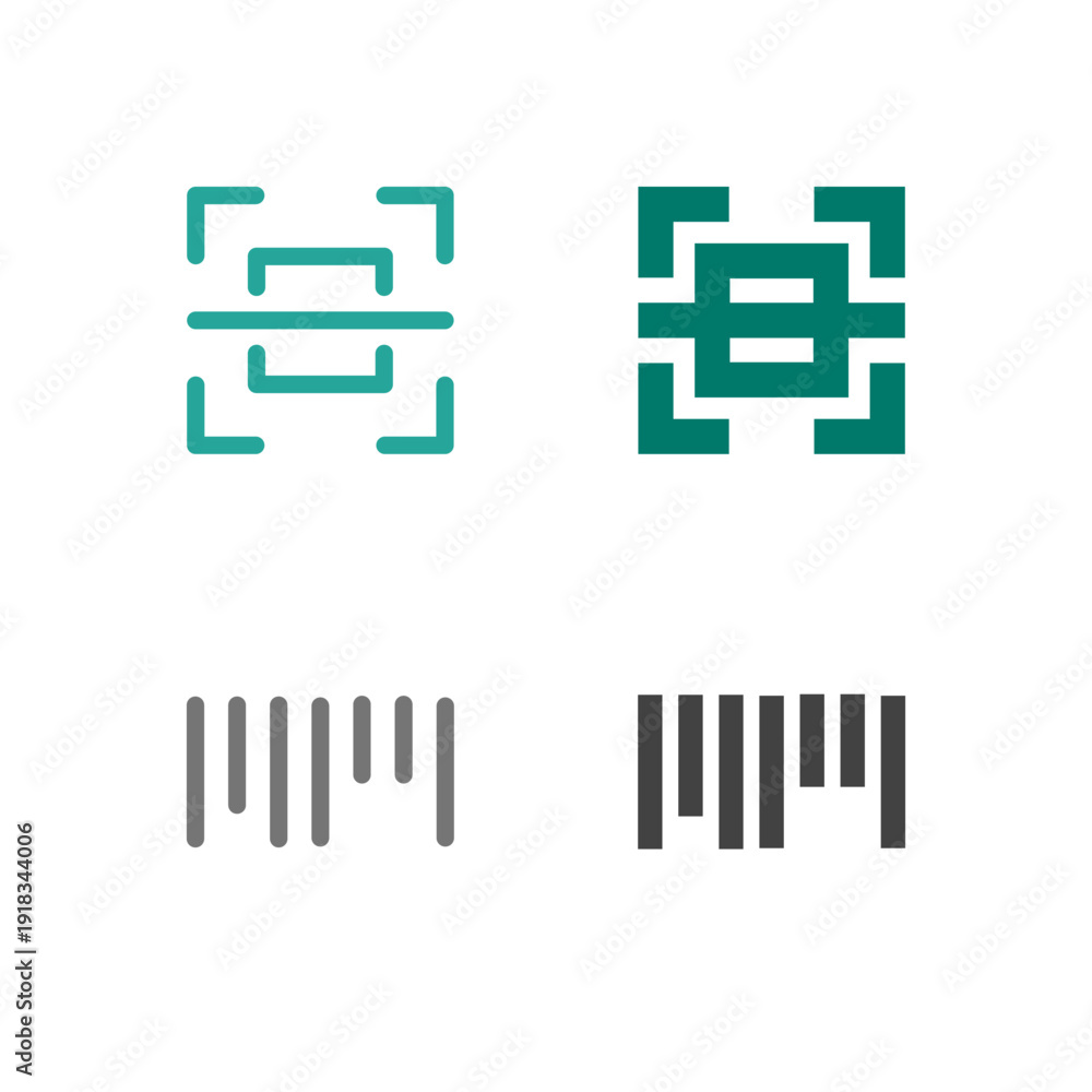 Obraz premium Flat Colored Scan and Barcode Icon Set for Utility Interface
