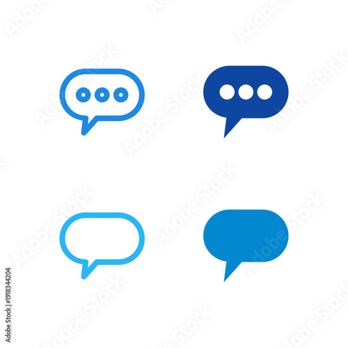 Flat Colored Chat and Comment Icon Set for Communication Interface
