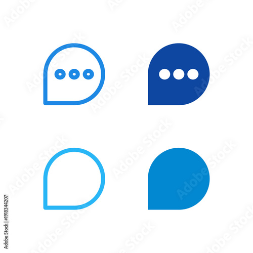 Flat Colored Chat and Comment Icon Set for Communication Interface
