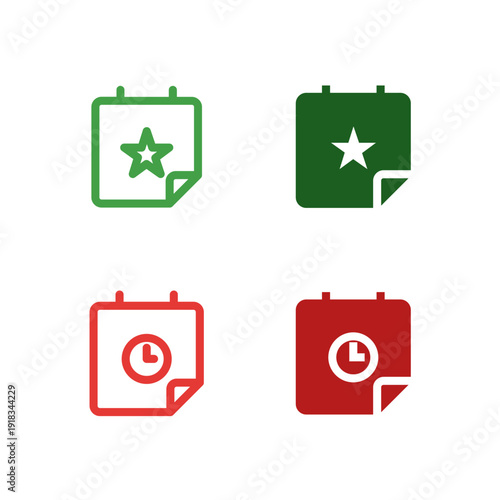 Flat Colored Event and Deadline Icon Set for Task Management Interface
