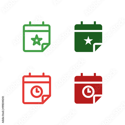 Flat Colored Event and Deadline Icon Set for Task Management Interface
