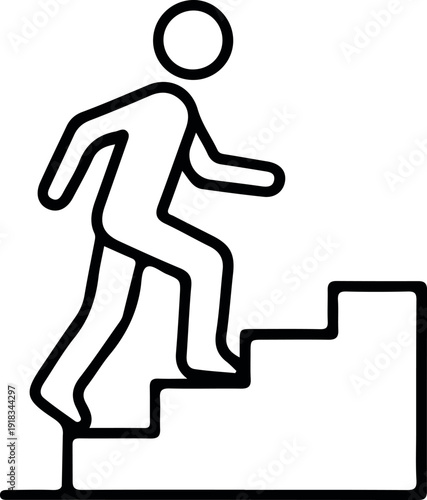 Stairs with Person Icon Fitness Progress Symbol