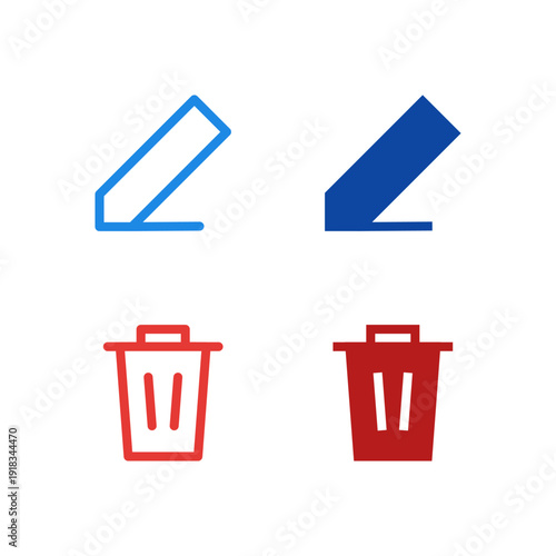 Flat Colored Edit and Delete Icon Set for Action Control Interface