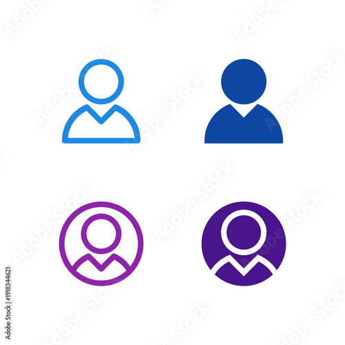 Flat Colored User and Profile Icon Set for Mobile System Interface