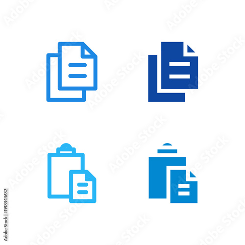 Flat Colored Copy and Paste Icon Set for Office and Productivity App Interface