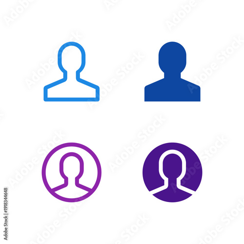 Flat Colored User and Profile Icon Set for Mobile System Interface