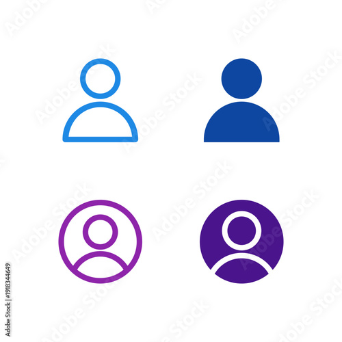 Flat Colored User and Profile Icon Set for Mobile System Interface