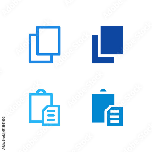 Flat Colored Copy and Paste Icon Set for Office and Productivity App Interface