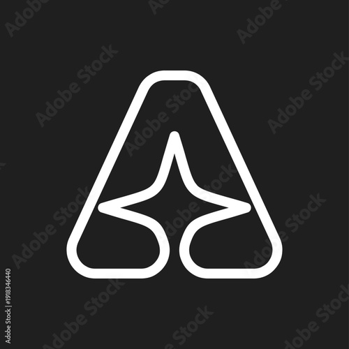 Minimalist Letter A Logo with Abstract Star Shape - Modern Geometric Outline Brand Symbol