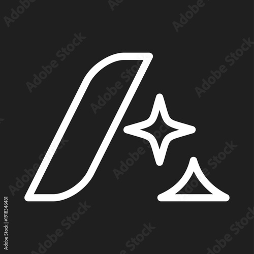 Minimalist Abstract Geometric Line Art with Star and Triangle on Black Background