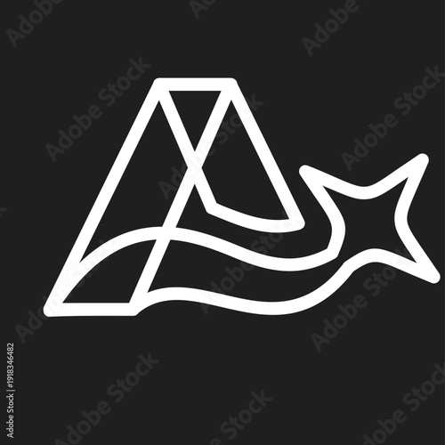 Abstract geometric letter A with shooting star logo design