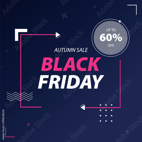 modern black friday autumn sale banner with percent discount promotional flyer template